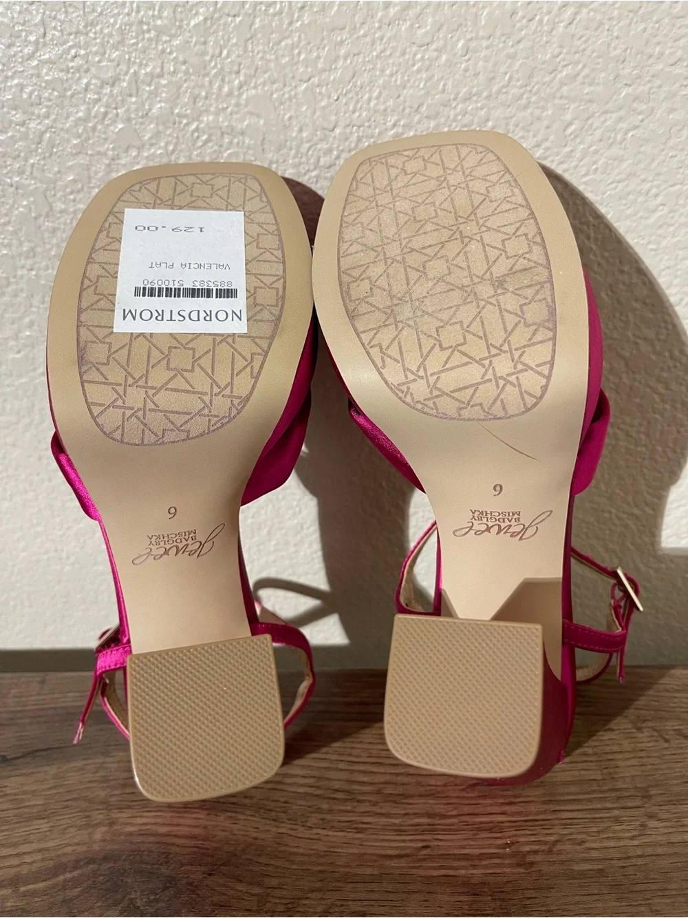 Jewel Badgley Mischka Fuchsia Satin Knotted Platform Block Heels